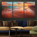 Sunset Beach Wall Art | Ocean Canvas Print | Coastal Wall