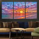 Vibrant Sunset Beach Wall Art - Ocean Sunset Canvas Print |