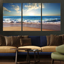 Serene Ocean Sunset Canvas Wall Art - Beach Waves at Sunset,