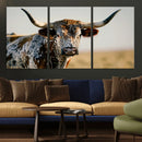 Texas Bull Longhorn Wall Art Canvas Print for Farm House