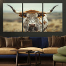 Texas Cow Longhorn Wall Art Canvas Print for Farm House Wall by MyGreatCanvas | Canvas Wall Art Prints | Photo Prints & Wall Decor
