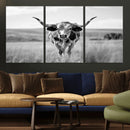 Texas Cow Longhorn Wall Art Canvas Print for Farm House Wall