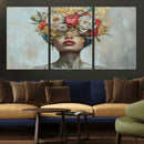 Golden Petal Wall Art Canvas Print - Silhouette Woman Wall