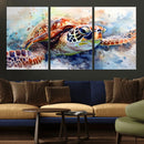 Watercolor Sea Turtle Wall Art Canvas Print - Vibrant Ocean