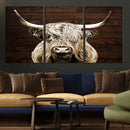 Highland Cow Wall Art Canvas Print, Rustic Farmhouse Decor,