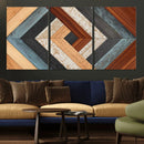 Geometric Wood Art Wall Decor Canvas Print, Rustic Wooden