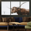 Rustic Bull Wall Art Canvas Print – Modern Longhorn