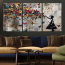 Banksy Wall Art - Banksy Girl and Butterfly Explosion Wall