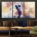 Abstract Watercolor Golf Player Wall Art Canvas Print