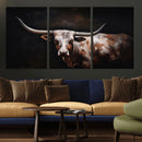 Texas Longhorn Wall Art Canvas Print | Western Ranch Decor |