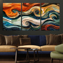Abstract Wave Wall Art | Ready to Hang Framed Canvas Print |