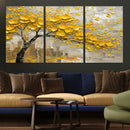Yellow Blossom Tree Canvas Wall Art - Floral Abstract Modern