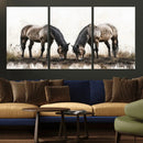 Chines Ink Style Horses Wall Art Canvas Print