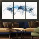 Flight Route Map Wall Art Canvas Print, Abstract Air Traffic