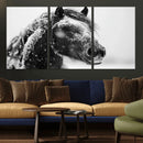 Winter Horse Canvas Print | Large 3-Panel Black White Equine by MyGreatCanvas | Canvas Wall Art Prints | Photo Prints & Wall Decor