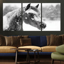 Black Horse Winter Wall Art | Ready to Hang and Framed |