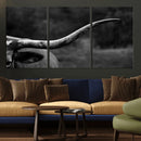 Cow Longhorn Wall Art | Black and White Print | Ready to by MyGreatCanvas | Canvas Wall Art Prints | Photo Prints & Wall Decor