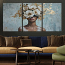 Golden Petal Wall Art - Petal Silhouette Woman Wall Art by MyGreatCanvas | Canvas Wall Art Prints | Photo Prints & Wall Decor