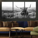 Scottish Highland Cow Wall Art | Black and White Canvas by MyGreatCanvas | Canvas Wall Art Prints | Photo Prints & Wall Decor