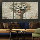 Abstract Floral Women Patel Wall Art Canvas Print