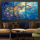 Colorful Swirling Fish School Wall Art Canvas Print |