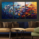 Vibrant Abstract Fish Swarm Art – Colorful Fish Inspired