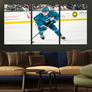 San Jose Sharks Ice Hockey Player Wall Art Canvas Print