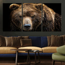 Grizzly Brown Bear Canvas Wall Art, Wildlife Animal Canvas
