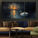Abstract Swan on Water Wall Art Canvas Print - Elegant