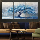 Abstract Blue Tree Art Canvas Print, Majestic Tree Wall Art