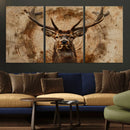 Wood Abstract Deer Wall Art | Rustic Wildlife Canvas Print |