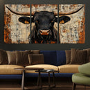Rustic Texas Artwork Wall Art Canvas Print - Abstract Cow