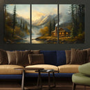 Wood Cabin Retreat Mountain at Sunset Wall Art Print - by MyGreatCanvas | Canvas Wall Art Prints | Photo Prints & Wall Decor