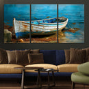 Vintage Boat on Tranquil Waters | Coastal Wall Art for