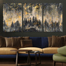 Golden Forest Abstract Wall Art | Dark Forest with Gold