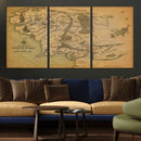 Middle Earth Map Canvas Wall Art – Vintage Fantasy Map