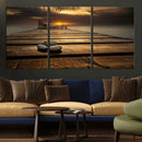 Stones on Wooden Pier at Sunset Canvas Print, Serene Coastal by MyGreatCanvas | Canvas Wall Art Prints | Photo Prints & Wall Decor
