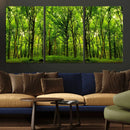 Lush Green Forest Canvas Print | 3-Panel Forest Wall Art |