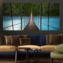 Suspension Bridge Over River Canvas Art | 3-Panel Nature by MyGreatCanvas | Canvas Wall Art Prints | Photo Prints & Wall Decor