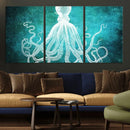 Green Octopus Abstract Wall Art Canvas Print