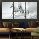 Large Wall Art Canvas Print – Beautiful Running White Horses