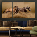 Large Wall Art Canvas Print – Two Running Brown Horses