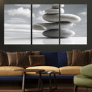 Still Life Black and White Zen Stones Wall Art Canvas,