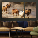 Large Wall Art 5 Horses Running on Sand Canvas Print