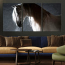 Large Wall Art Cream Colored Horse on Grey Background Canvas