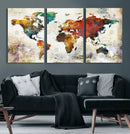 Watercolor World Map Canvas Print – Framed Wall Art for by MyGreatCanvas | Canvas Wall Art Prints | Photo Prints & Wall Decor