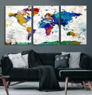 World Map Canvas Print – Detailed Map of the World Wall Art