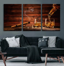 Whiskey and Cigar Wall Art Canvas | 3 Panel Bar Room Decor by MyGreatCanvas | Canvas Wall Art Prints | Photo Prints & Wall Decor