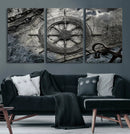 Ship Steering Wheel Vintage Wall Art Canvas Print