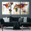 Vintage World Map Canvas Wall Art Print, Warm Tone Global by MyGreatCanvas | Canvas Wall Art Prints | Photo Prints & Wall Decor